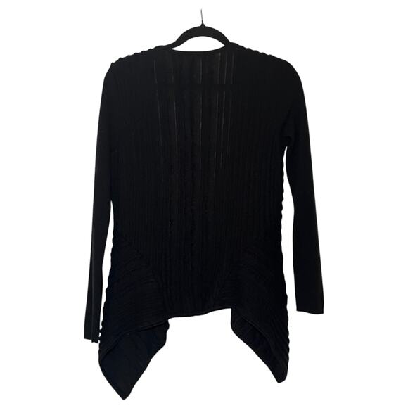 Eileen Fisher Felt Ladder Wool Mohair Blend Open Front Cardigan Sweater Black S - Picture 3 of 5